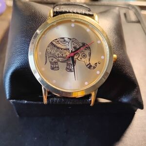 Gold Elephant Design Women's Watch